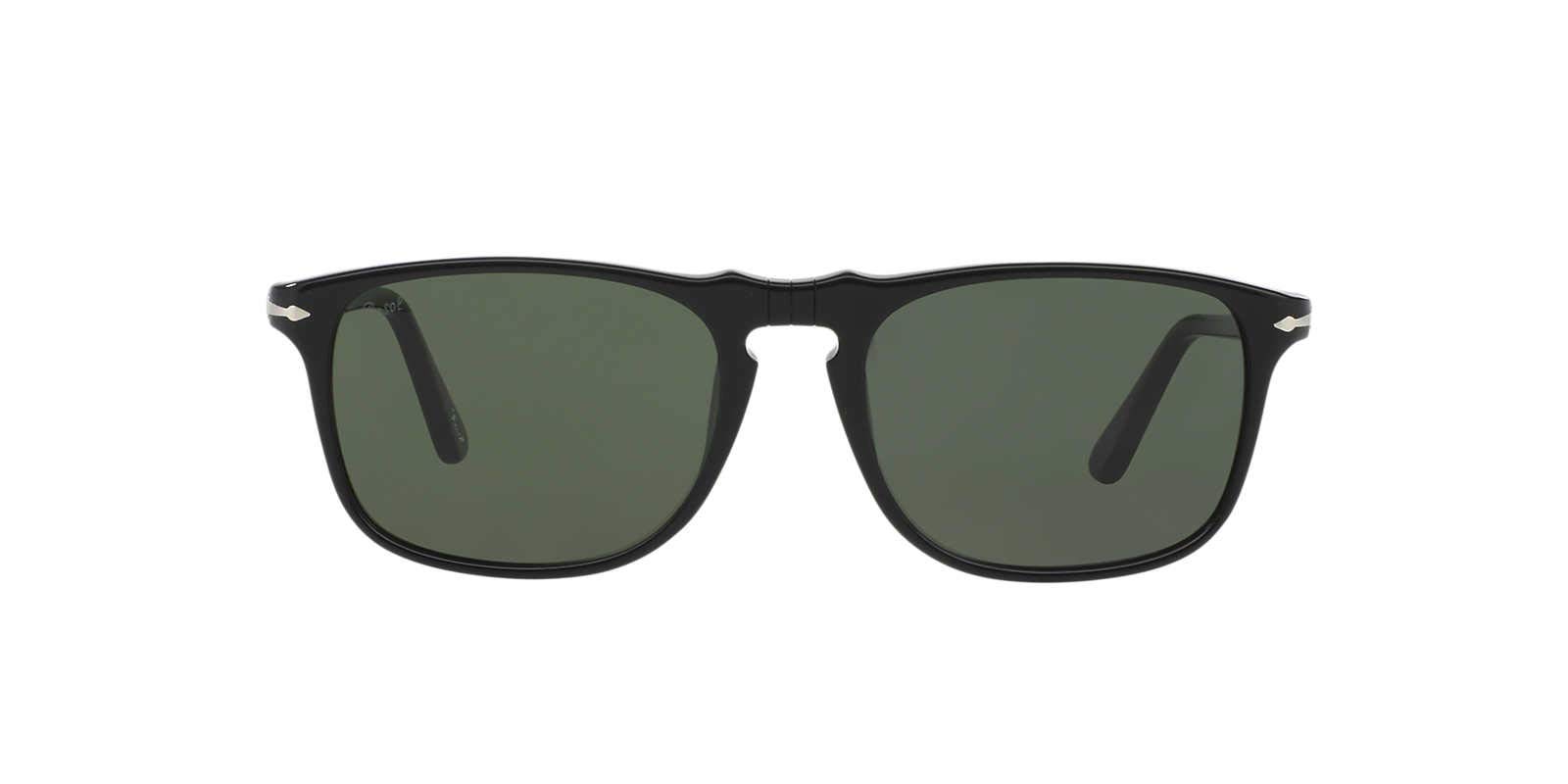 Persol PO3059S Square Sunglasses, Black/Green, 54 mm