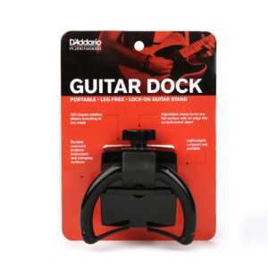 D'Addario Accessories Guitar Dock - Adjustable Clamp Guitar Neck Rest - Fits to Any Flat Surface with Edge - Rotates for Multiple Angles