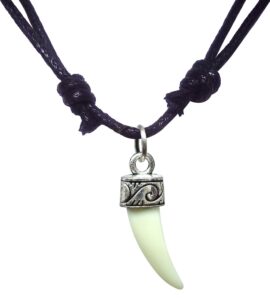 bijoux de ja mini wolf fang pendant adjustable cord necklace