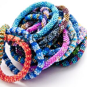 Wigspedia Nepal Crochet Glass Seed Bead Beaded Bracelets 1 Dozen Randomly Selected Mix (12 Bracelets)