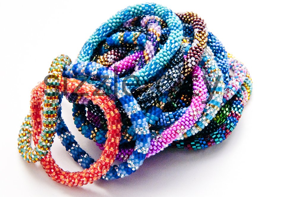 Wigspedia Nepal Crochet Glass Seed Bead Beaded Bracelets 1 Dozen Randomly Selected Mix (12 Bracelets)