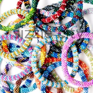 Wigspedia Nepal Crochet Glass Seed Bead Beaded Bracelets 1 Dozen Randomly Selected Mix (12 Bracelets)