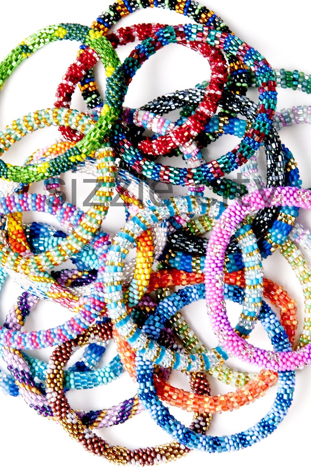 Wigspedia Nepal Crochet Glass Seed Bead Beaded Bracelets 1 Dozen Randomly Selected Mix (12 Bracelets)