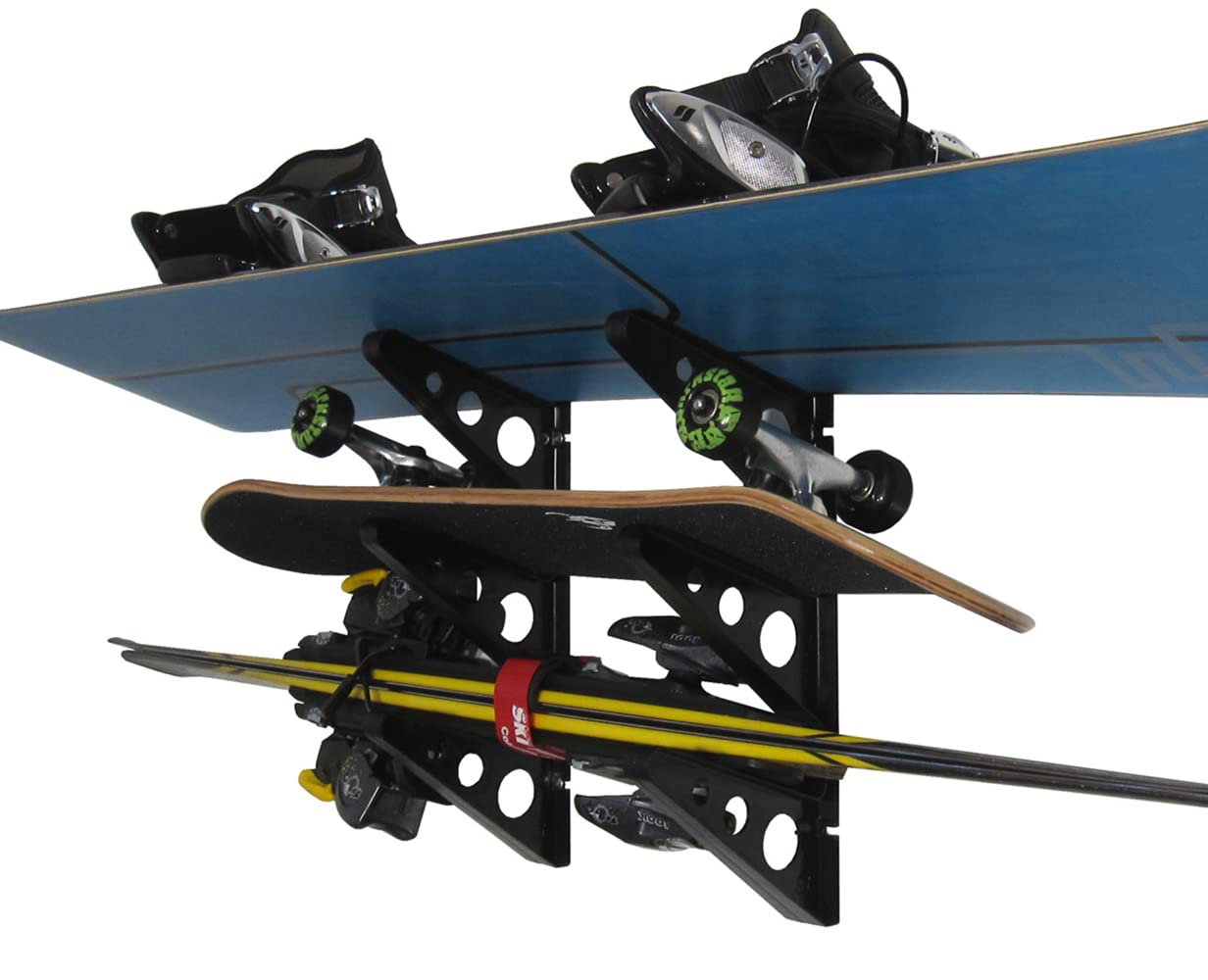 StoreYourBoard ABS Plastic Ski and Snowboard Storage Rack, Black, 20 in