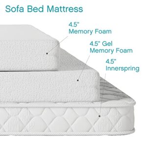 Classic Brands 4.5-Inch Plush Cool Gel Memory Foam Replacement Mattress for Sleeper Sofa Bed Full,White