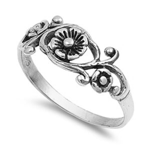 Sterling Silver Women's Simple Flower Tulip Ring Classic 925 Band 7mm Size 6