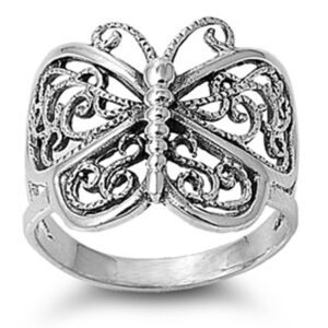 Sterling Silver Women's Butterfly Cute Ring Wholesale 925 Band 19mm Size 7