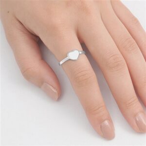 Sterling Silver Women's Plain Cute Heart Ring Promise 925 Band 7mm Size 6