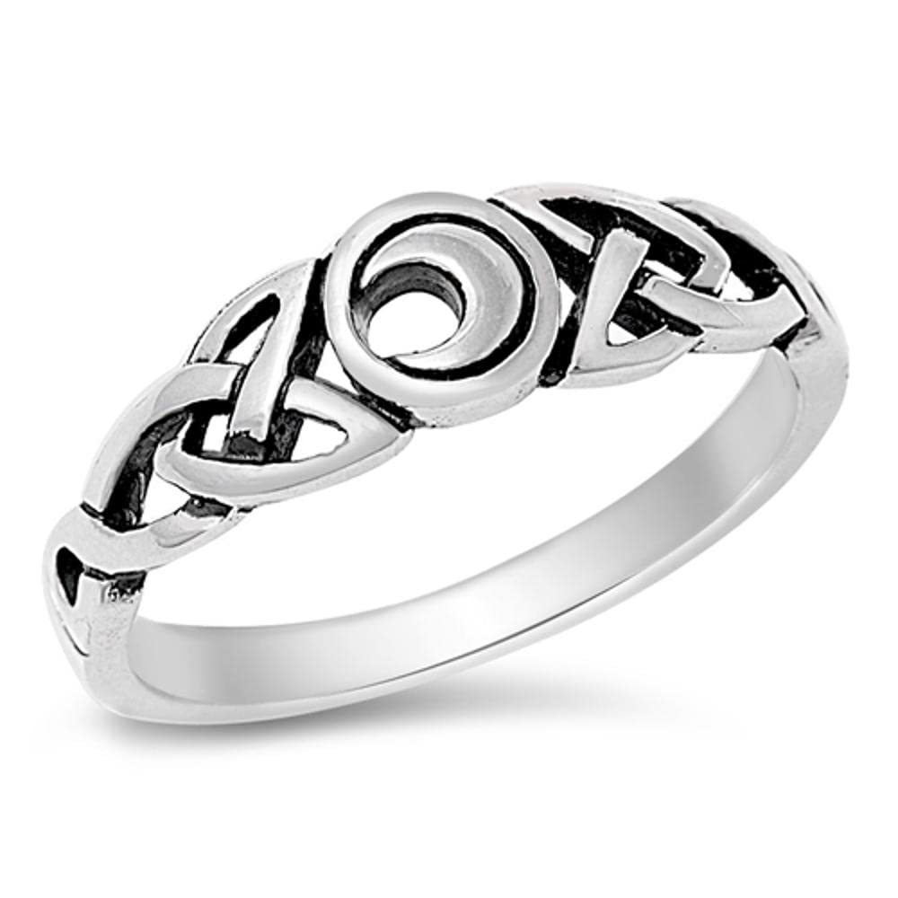 Sterling Silver Women's Celtic Moon Irish Ring Classic 925 Band 6mm Size 6