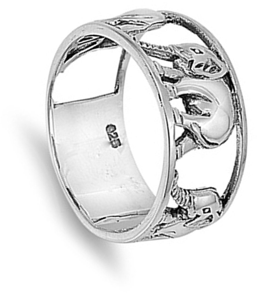 Sterling Silver Women's Elephant Ring Wholesale 925 Wide Band 10mm Size 8