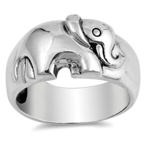 sterling silver women's elephant ring beautiful pure 925 band 11mm size 9