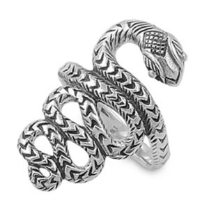 Sterling Silver Women's Tribal Snake Ring Wholesale 925 Band 15mm Size 6