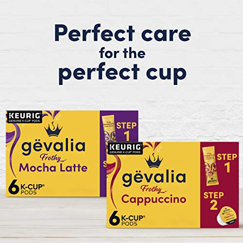 Gevalia Frothy 2-Step Cappuccino Espresso Kâ€ Cup® Coffee Pods & Froth Packets Kit (36 ct Pack, 6 Boxes of 6 Pods with Packets)