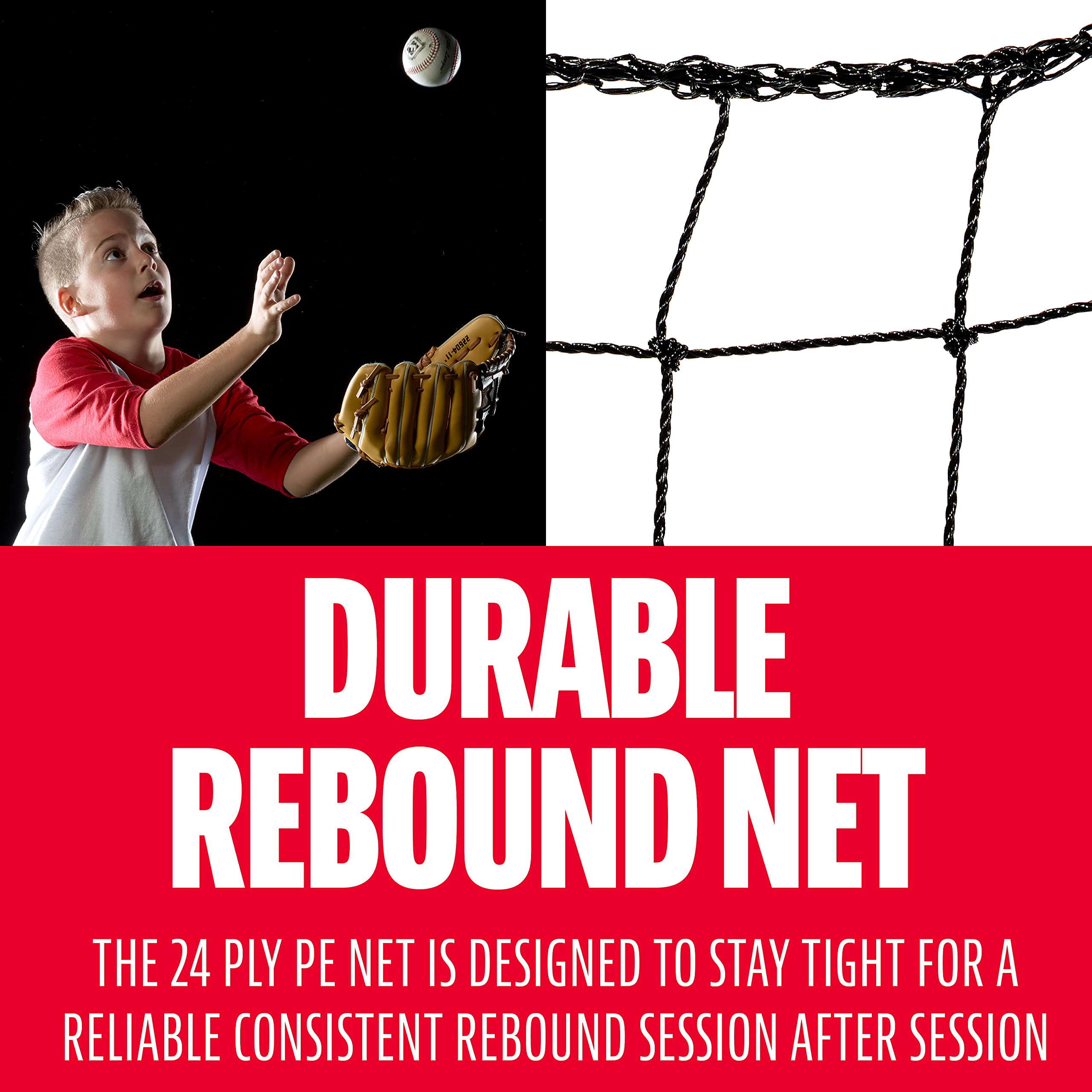 Franklin Sports Baseball Rebounder Net - 3-Way Baseball + Softball Pitchback Net + Fielding Trainer - Bounce Back Net for Fielding + Throwing Practice