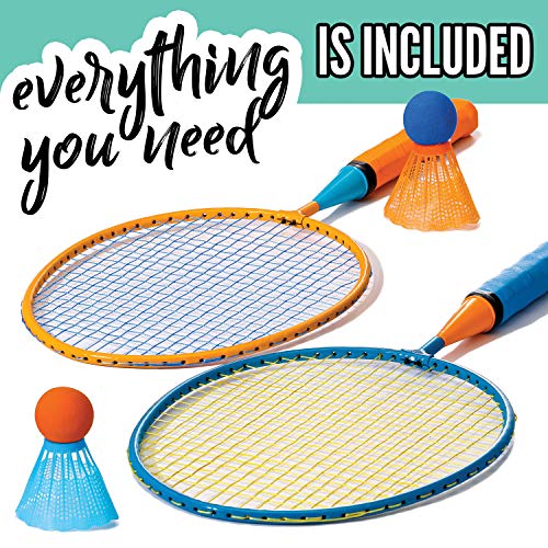 Franklin Sports Badminton Racket Set - Smashminton, Oversize - 2 Player Backyard Youth Set with Birdies For Kids