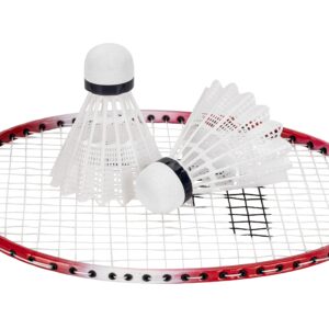 Franklin Sports Badminton Racket + Birdie Set - Replacement Badminton Equipment for Kids + Adults - 2 Player Badminton Racket Set, Red/ White/ Blue