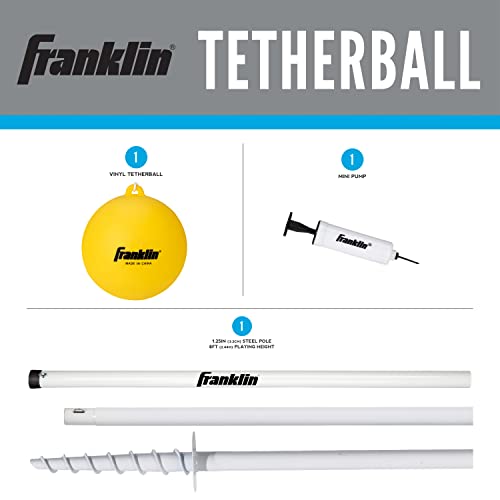 Franklin Sports Tetherball Set - Full Tetherball Game Set with 8' Pole, Rope + Ball Included - Portable Steel Backyard + Beach Kit with Carry Bag - Recreational, White