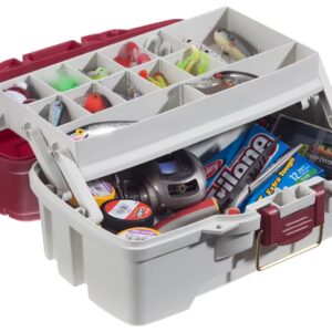 Plano 1-Tray Tackle Box with Dual Top Access, Red Metallic/Off White, Premium Tackle Storage (620106)