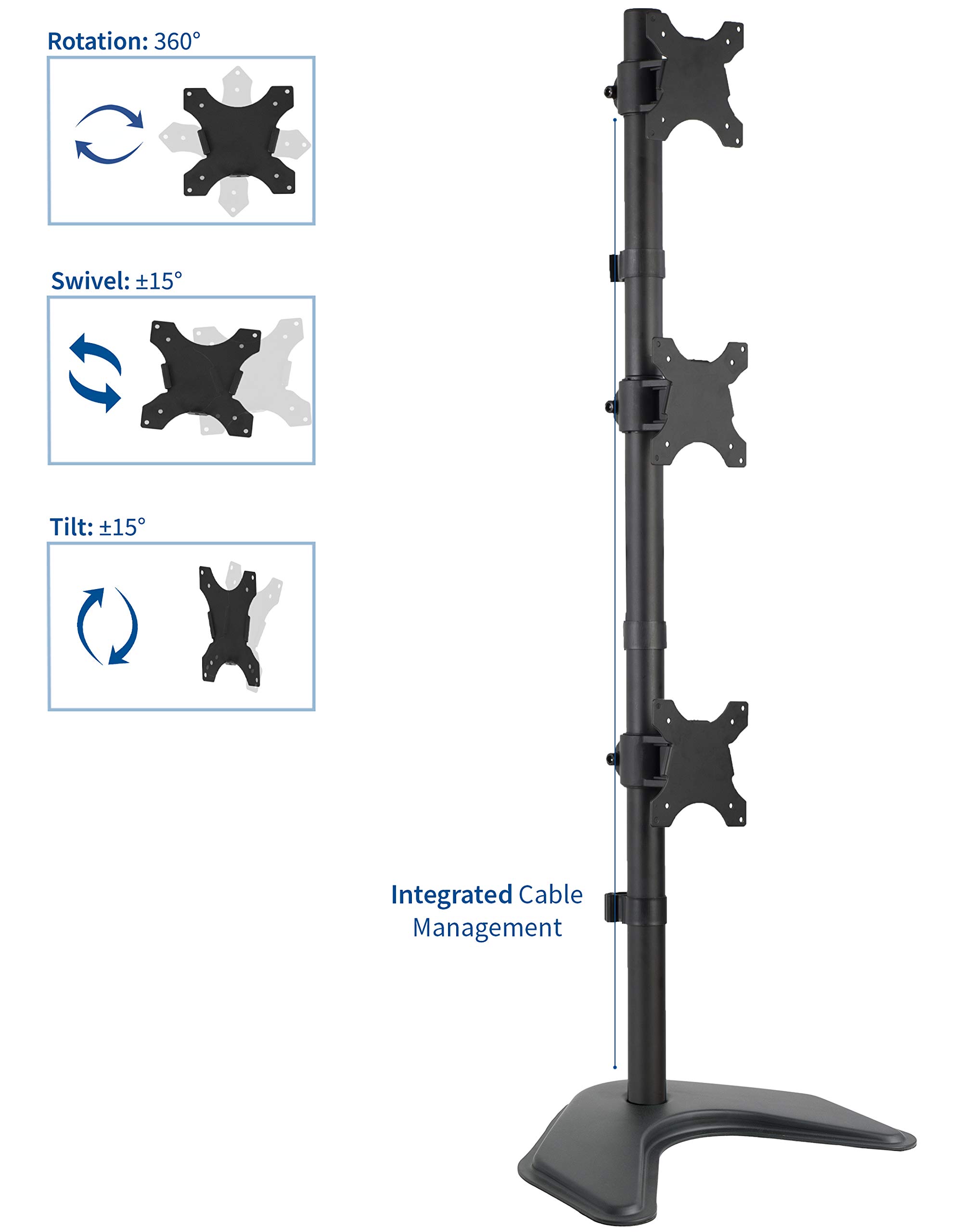 VIVO Triple Vertical LCD Monitor Height Adjustable Desk Mount Stand for 3 Screens up to 27 inches STAND-V003D