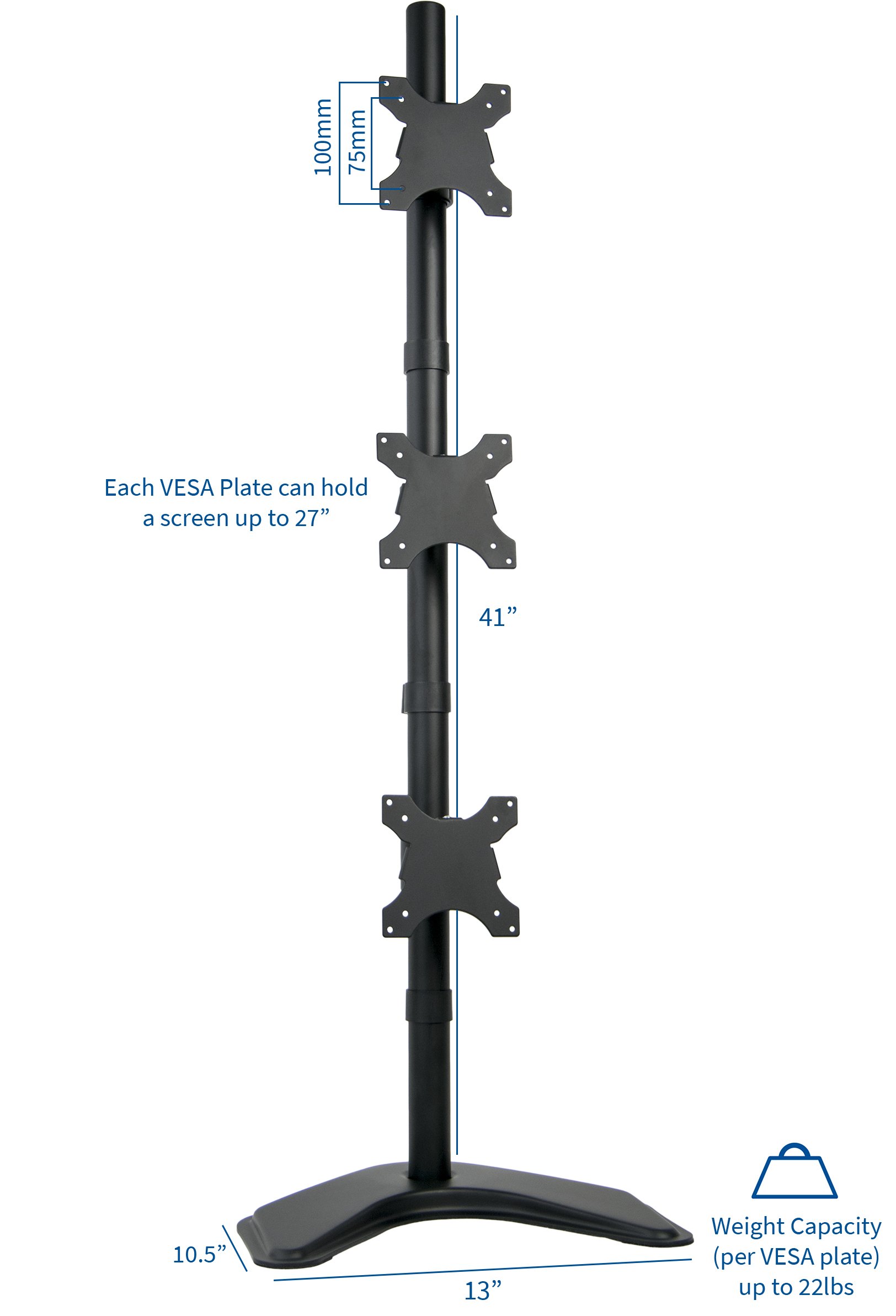 VIVO Triple Vertical LCD Monitor Height Adjustable Desk Mount Stand for 3 Screens up to 27 inches STAND-V003D