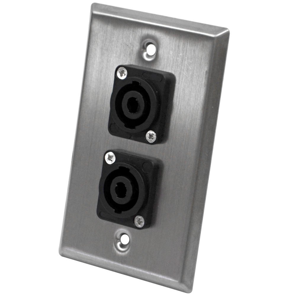 Seismic Audio Speakers Dual 4 Pole Speakon Connector Wall Plate, Stainless Steel Wall Plate