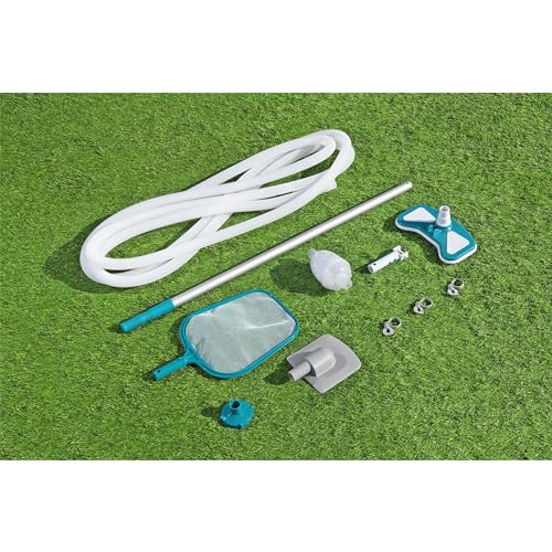 Bestway 58234 Above Ground Pool Cleaning & Maintenance Accessories Set Kit for Filter Pumps with a 530 GPH Flow Rate - Blue