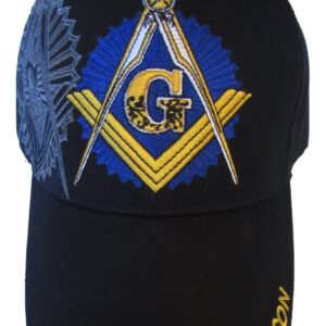 USA Headwear Freemason Embroidered Black Adjustable Hat Mason Masonic Lodge Baseball Cap (Black)