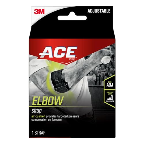 ACE Sport Tennis Elbow Strap, Adjustable, Black, 1/Pack