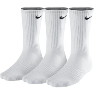 nike performance cushion crew training socks (3 pair), white, small