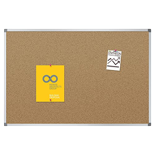 Quartet Basic Cork Bulletin Board, 48" x 36", Aluminum Frame with Silver Finish