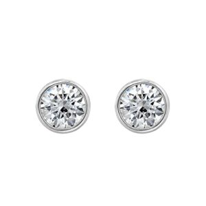 Amazon Essentials Platinum Plated Sterling Silver Bezel Stud Earrings set with Infinite Elements Cubic Zirconia (2 cttw) (previously Amazon Collection)