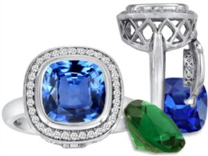 switch-it gems cushion-cut simulated blue topaz halo ring total of 12 simulated stones sterling silver size 8