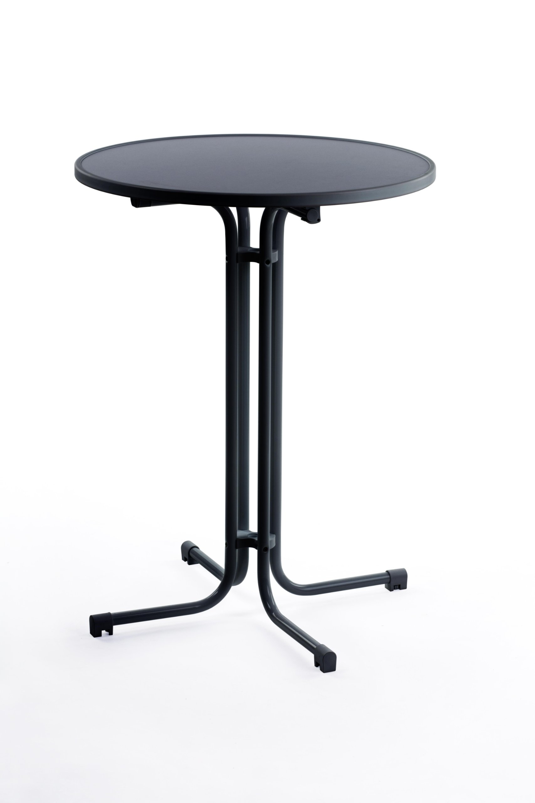 Displays2go 31.5 Inch Round Highboy Table with MDF Top, 42.25 Inch Pub Table with Folding Design (Black)