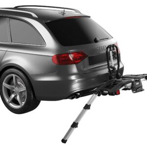 Thule EasyFold XT 2 Hitch Bike Rack - E-Bike Compatible - Fits 2" and 1, 1/4" receivers - Tool-Free Installation - Fully Foldable - Easy Trunk Access - Fully Locking - 130lb Load Capacity