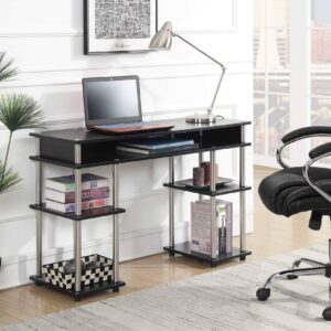 Convenience Concepts Designs2Go No Tools Student Contemporary Office Desk and Vanity with Shelves, 47.25" L x 15.75" W x 30" H, Black