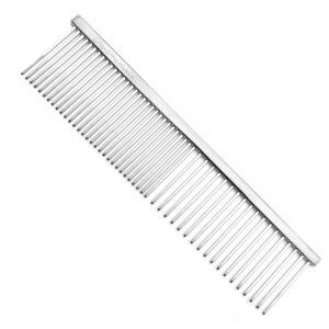 Chris Christensen 005 7.5 inch Fine/Coarse Long Tooth Greyhound-Style Butter Comb, Groom Like a Professional, Rounded Corners Prevent Friction and Breakage, Solid Brass Spin with Steel Teeth, Chrome