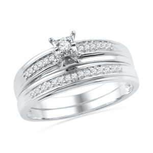 dgold sterling silver round diamond bridal ring (1/6cttw)