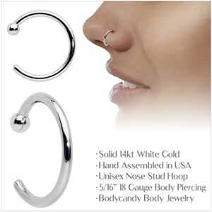 Body Candy Nose Hoops 14k Gold White Gold Nose Ring Piercing Jewelry 18 Gauge 5/16"