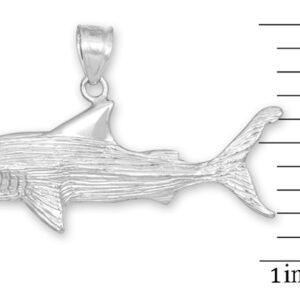 Sterling Silver Textured Charm Great White Shark Pendant