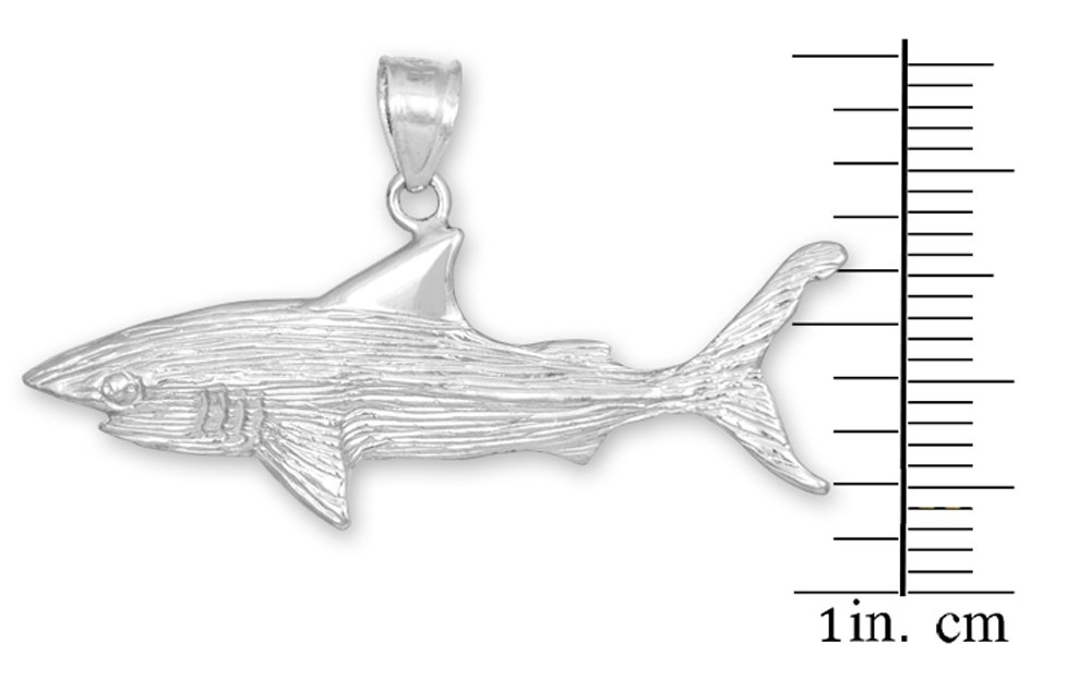 Sterling Silver Textured Charm Great White Shark Pendant