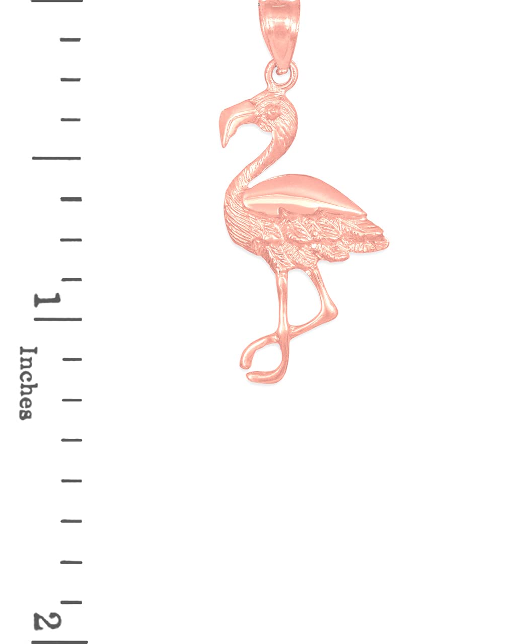 Animal Kingdom Solid 10k Rose Gold Charm Pink Flamingo Pendant