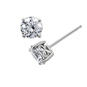 Amazon Essentials Platinum Plated Sterling Silver Stud Earrings set with Round Cut Infinite Elements Cubic Zirconia (2 cttw) (previously Amazon Collection)