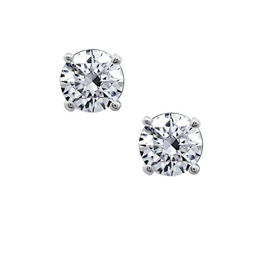 Amazon Essentials Platinum Plated Sterling Silver Stud Earrings set with Round Cut Infinite Elements Cubic Zirconia (2 cttw) (previously Amazon Collection)