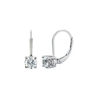 amazon essentials platinum plated sterling silver lever back earrings set with round infinite elements cubic zirconia (2 cttw) (previously amazon collection)