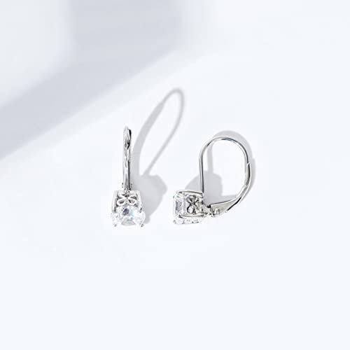 Amazon Essentials Platinum Plated Sterling Silver Lever back Earrings set with Round Infinite Elements Cubic Zirconia (2 cttw) (previously Amazon Collection)