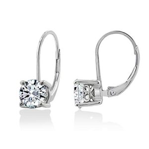 amazon essentials platinum plated sterling silver lever back earrings set with round infinite elements cubic zirconia (1 cttw) (previously amazon collection)