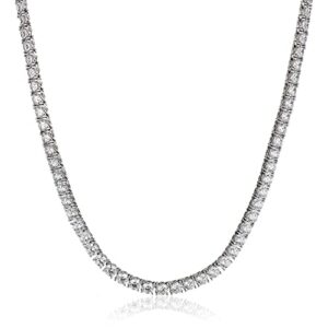 amazon essentials platinum plated sterling silver tennis necklace set with round cut infinite elements cubic zirconia (5 mm), 17", (previously amazon collection)