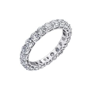 Amazon Essentials Platinum-Plated Sterling Silver All-Around Band Ring set with Round Infinite Elements Cubic Zirconia (2 cttw), Size 7 (previously Amazon Collection)