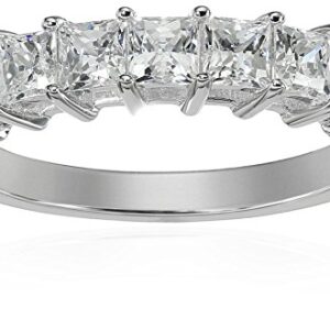 Amazon Essentials Platinum-Plated Sterling Silver Infinite Elements Cubic Zirconia 1 cttw Princess Ring,Size 7 (previously Amazon Collection)