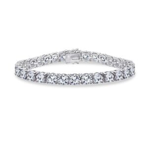 amazon essentials platinum plated sterling silver tennis bracelet set with round cut infinite elements cubic zirconia, 7.25", (previously amazon collection)